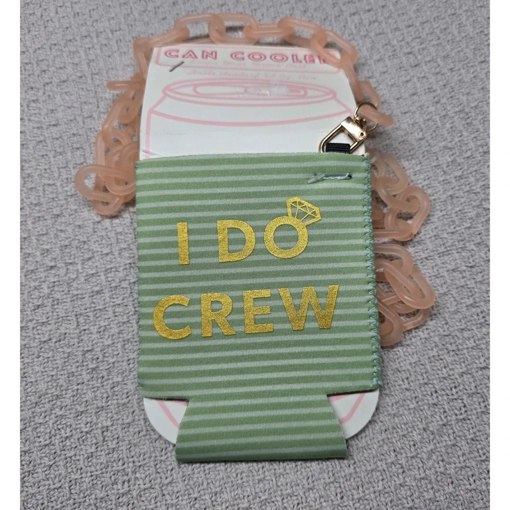Vivitar I Do Crew Can Cooler Pink Chain Green White Gold Striped KH-MS34-CR